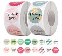 Lot de 1000 autocollants de remerciement 2,5 cm en rouleau - Étiquettes rondes Thank You pour sacs cadeaux, enveloppes, emballage, communion, mariage et petite entreprise