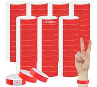 Lot de 1000 bracelets d'entrée de festival, étanches, en papier fluo pour événements, multicolores, pour fête, festival de musique, concert, compétition (rouge)