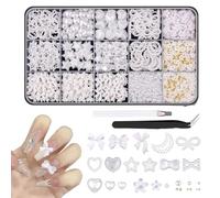 Lot de 1000 breloques pour ongles - Pour décoration d'ongles - 3D - Convient pour le nail art - Bricolage - Accessoires de bijoux - Avec stylo de perçage et pince à épiler