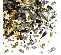 Lot de 1000 confettis décoratifs Happy New Year 2026 - Dorés et noirs - Décoration de table pour fêtes