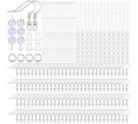 Lot de 1000 crochets de boucles d'oreilles, hypoallergéniques, en acier inoxydable, avec bobine, anneaux ouverts, clous à riveter, goupilles à rivets, pour bricolage, fabrication de bijoux (argenté)