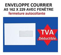 lot de 1000 enveloppe courrier A5 avec fenêtre - C5 papier velin blanc 90g format 162 x 229 mm une enveloppe blanche avec fermeture