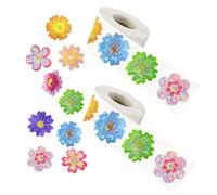 Lot de 1000 étiquettes autocollantes florales scintillantes en PET pour scrapbooking, journal, planificateur, emballage cadeau de Pâques, transfert de fleurs colorées