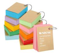 Lot de 1000 feuilles au format A8, 150 g/m², lignées, de vocabulaire, de modération, multicolores, avec 10 anneaux de reliure, 20 pochettes en papier kraft, pour l'école, le bureau, le souvenir, la