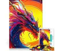 Lot de 1000 magnifiques puzzles de dragon chinois avec des pièces sur mesure, un jeu cognitif qui invite au jeu et offre un motif de Noël confortable et amusant (38 x 26 cm)
