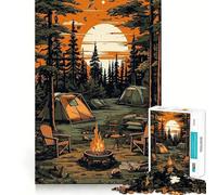Lot de 1000 magnifiques puzzles de nuit de camping avec pièces sur mesure - Un jeu cognitif qui invite au jeu et offre un motif de Noël confortable (50 x 75 cm)