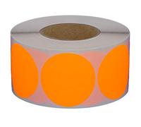 Lot de 1000 pastilles adhésives sur rouleau - Diamètre : 60 mm - Orange vif