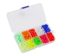 Lot de 1000 perles de pêche de nuit vertes phosphorescentes | Le matériau flexible protège la tige, réduit la résistance, 5 mm de diamètre, trou de 1,2 mm, filetage facile