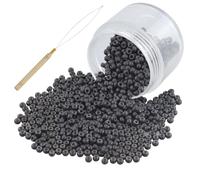 Lot de 1000 perles d'extension Nano Anneaux doublées de silicone de 3 mm avec 1 pièce récepteur de cheveux, micro anneaux pour extensions de cheveux (marron foncé)
