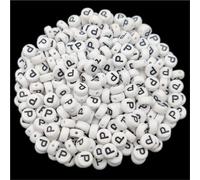 Lot de 1000 perles en acrylique blanc avec lettres de l'alphabet de A à Z | Ensemble complet de A à Z, finition lisse, enfilage facile, parfait compatible avec les bracelets personnalisés et les