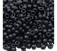 Lot de 1000 perles poney de 9 mm en plastique noir pour collier, tresses, porte-clés, fabrication de bijoux (noir)