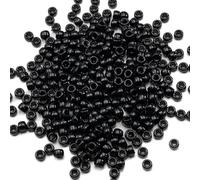 Lot de 1000 perles poney en acrylique noir - 6 x 9 mm - Pour loisirs créatifs, bracelets, colliers, bijoux, boucles d'oreilles, tressage de cheveux (noir)