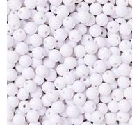 Lot de 1000 perles rondes en acrylique blanc givré de 6 mm pour la fabrication de bijoux, bracelets et colliers