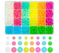 Lot de 1000 perles rondes lumineuses en acrylique - 6 mm, 8 mm, 10 mm - Perles d'espacement en plastique pastel colorées pour bricolage, bijoux, artisanat, collier, bracelet (brillant)