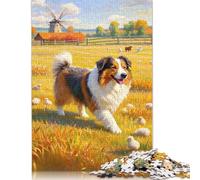 Lot de 1000 puzzles de berger anglais pour adultes - Créatif - Rectangulaire - En papier - Amis et famille - 1000 pièces (38 x 26 cm)