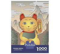 Lot de 1000 puzzles japonais Maneki Neko pour adultes - Analyse de jeu et logique - Cadeau idéal pour les jeux vidéo - 70 x 50 cm - 1000 pièces