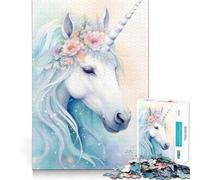 Lot de 1000 puzzles licorne de rêve, bleu, coupe précise, jeu de logique, jeu de détente, décoration de Noël pour la maison (50 x 75 cm)