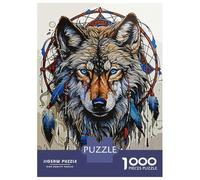 Lot de 1000 puzzles pour adolescents Attrape-rêves Loup Adulte Jeu pratique Défi Difficile Cadeaux pour amis et famille 52 x 38 cm