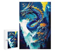 Lot de 1000 puzzles pour adolescents Blue Dragon dans le paysage de montagne Puzzle pour adultes Jeux de réflexion Cadeaux pour femmes Cadeaux uniques pour anniversaire et Noël 1000 pièces