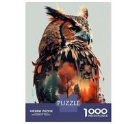 Lot de 1000 puzzles pour adolescents chouette double exposition adulte jeu pratique défi difficile cadeaux pour amis et famille 70 x 50 cm
