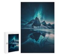 Lot de 1000 puzzles pour adolescents Mountain Reflection Under Aurora Borealis Puzzle pour Adultes Jouet Décoration murale Difficile À Compléter