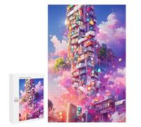 Lot de 1000 puzzles pour adolescents Neon Skyscraper Dreamscape - 2 puzzles jeux de relaxation favorisent la mémoire de toute la famille