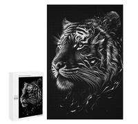 Lot de 1000 puzzles pour adolescents Noir Argent Tiger Puzzle pour Adultes Jeu d'ingéniosité Décoration de la Maison Cadeaux pour Réduire Le Stress 1000 PCS