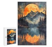 Lot de 1000 puzzles pour adolescents Orange Soleil Misty Mountains Puzzles pour adultes Jeu de main Assemblage de motifs Cadeaux uniques pour anniversaire et Noël 1000 pièces