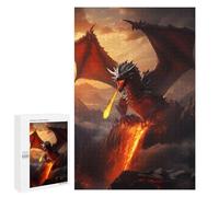 Lot de 1000 puzzles pour adolescents Red Fire Elder Dragon Jeu d'ingéniosité Soulagement de stress stimulant pour compléter 1000 pièces