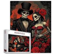 Lot de 1000 puzzles pour adultes Squelette romantique Couple Peinture Puzzle Sugar Skull Girl 1000 pièces Puzzle Jeu Crâne Homme Décoration Murale Bricolage Artisanat Puzzle Art Humain Organe Cadeau