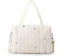 Lot de 100PCS Sac À Langer Tulipe Pour Bébé Sac De Voyage Grande Capacité Coton Sac Bandoulière à Langer Élégant Sac de Maternité Sac à Couches de Voyage avec 2 Crochets de Poussette beige G