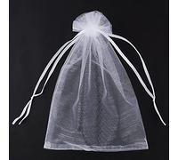 Lot de 100pcs Sacs Organza,16x22cm Sachets Pochettes Cadeau Organza Sac à Bijoux avec Cordon de Serrage pour Cadeaux Bonbons Marriage Fête,Blanc