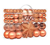 Lot de 101 boules de Noël ultra luxueuses avec pointe de sapin de Noël, boules de Noël incassables - Conçues en Italie - Mini boules de Noël pour décorations de Noël
