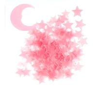 Lot de 101 étoiles phosphorescentes en PET 3D - Autocollants muraux fluorescents - Décoration de plafond pour chambre d'enfant - Rose