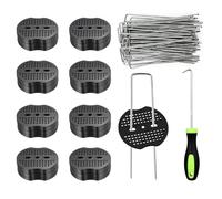 Lot de 101 Pièces Piquets De Jardin en Forme de U et Joints de Fixation en Plastique avec Crochet de Crochet, Ancres de Sol Galvanisées Anti-Rouille pour Jardin, Camping, Gazon Synthétique