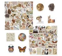 Lot de 102 autocollants décoratifs rétro, autocollants de scrapbooking DIY, autocollants esthétiques autocollants, autocollants artistiques pour comptes à main, autocollants en PVC imperméables, pas