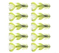 Lot de 1020 appâts souples en silicone pour écrevisses avec mouvement réaliste de crevettes multi-barbe conçus pour une chasse efficace aux poissons (10 jaunes)