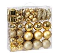 Lot de 103 boules de Noël or Décorations pour sapin en plastique robuste Décoration de Noël intérieur extérieur