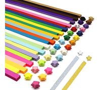 Lot de 1030 feuilles origami étoile unie, avec 40 feuilles d'origami étoilé clignotant, origami étoilé double face coloré, origami fait à la main, 29 bandes de papier étoile pliantes