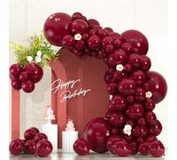 Lot de 104 ballons bordeaux de différentes tailles - 45,7 cm, 30,5 cm, 25,4 cm, 25,4 cm, 12,7 cm, guirlande de ballons en latex pour anniversaire, mariage, fête prénatale, Saint-Valentin
