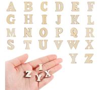 Lot de 104 mini lettres de l'alphabet en bois brut de 1,27 cm pour décoration d'intérieur, bricolage, peinture, travaux manuels, orthographe, éducation à la maison