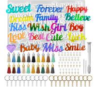 Lot De 104 Moules En Silicone Pour Porte-Clés En Résine Époxy Avec Accessoires, Moules Décoratifs Pour La Fabrication De Porte-Clés (Amour/Chance/Rêve)