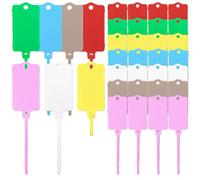Lot de 105 étiquettes vierges multicolores en plastique imperméable, étiquettes de bagages en plastique, ruban adhésif dentelé extensible, marqueur, marqueur, pour marquer les bagages, les clés, la