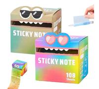 Lot de 105 feuilles de notes autocollantes avec motif monstre mignon - Boîte de distribution de papier à notes, bloc-notes amusant pastel (2 pièces)