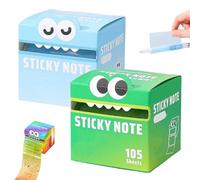 Lot de 105 feuilles de notes autocollantes avec motif monstre mignon - Boîte de distribution de papier à notes, bloc-notes amusant pastel (2 pièces)