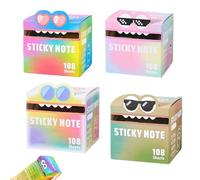 Lot de 105 feuilles de notes autocollantes avec motif monstre mignon - Boîte de distribution de papier à notes, bloc-notes amusant pastel (4 pièces)