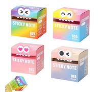 Lot de 105 feuilles de notes autocollantes avec motif monstre mignon - Boîte de distribution de papier à notes, bloc-notes amusant pastel (4 pièces A)
