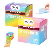 Lot de 105 feuilles de notes autocollantes avec motif monstre mignon - Boîte de distribution de papier à notes, bloc-notes amusant pastel (2 pièces)