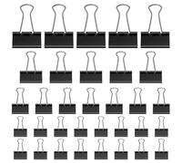 Lot de 105 pinces pliantes noires - 15 mm/19 mm/25 mm/32 mm - Clips de reliure en métal solides et réutilisables pour le bureau, la maison et l'école - Idéal pour le papier et les documents