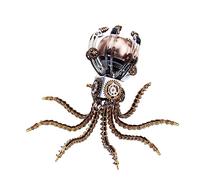 Lot de 1060 haut-parleurs de bureau steampunk en forme de pieuvre, puzzle mécanique en métal avec articulations mobiles, décoration de bureau créative et cadeau pour adultes